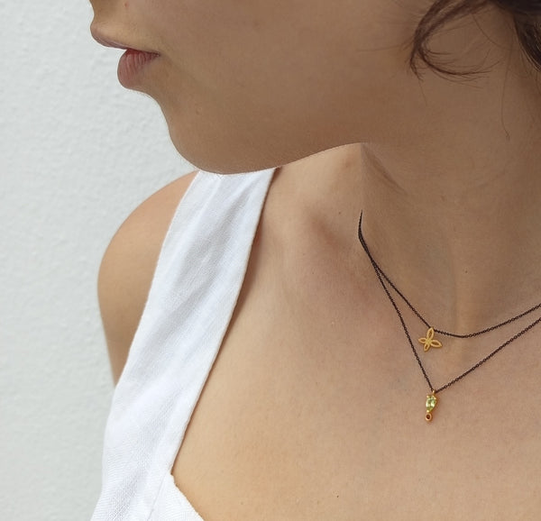Peridot and Garnet Silver & Gold Pendant