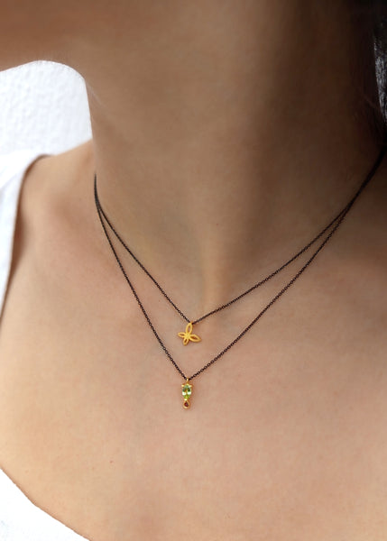 Peridot and Garnet Silver & Gold Pendant