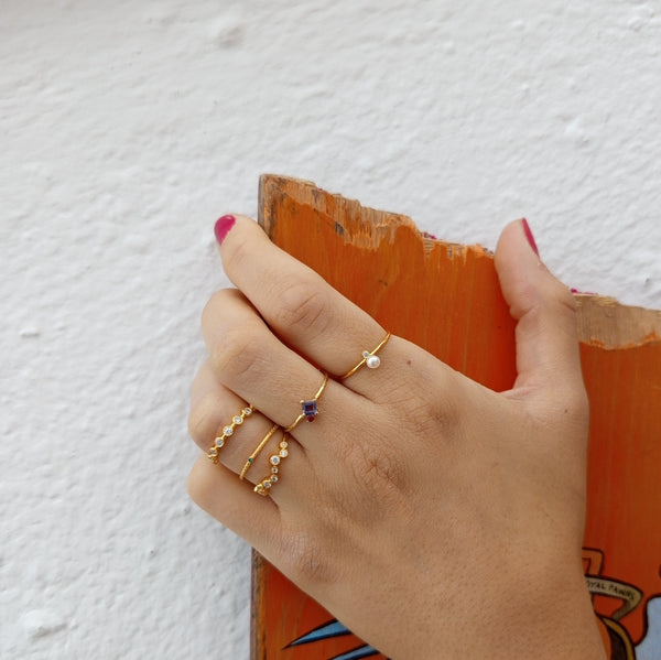Gold Ring with Gem Zircons