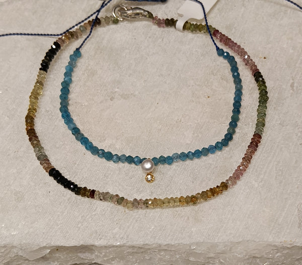Apatite and sapphire bracelet