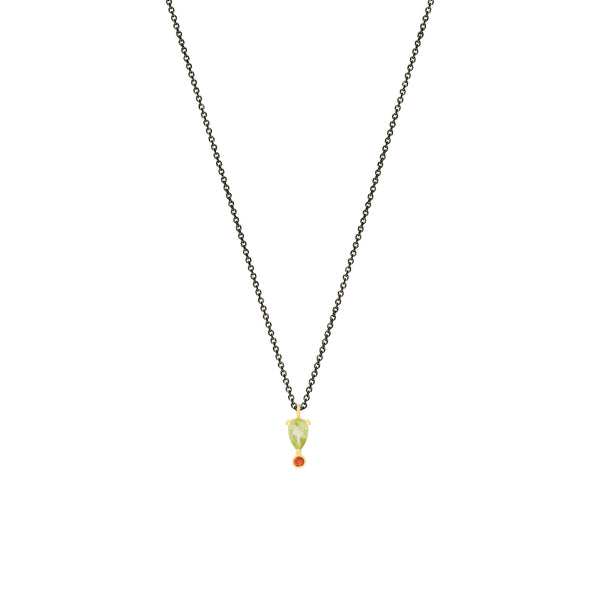 Peridot and Garnet Silver & Gold Pendant